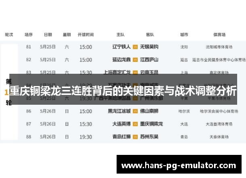重庆铜梁龙三连胜背后的关键因素与战术调整分析