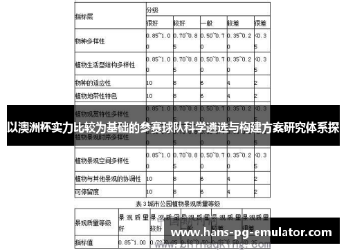 以澳洲杯实力比较为基础的参赛球队科学遴选与构建方案研究体系探 以澳洲杯实力比较为基础的参赛球队科学遴选与构建方案研究体系探
